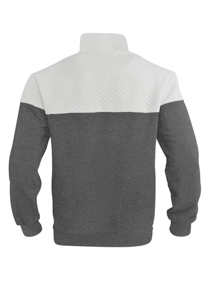 Տղամարդու աշնանային և ձմեռային կիսաճտքավոր սպորտային սվիտեր՝ հարմար մարզումների, վազքի և ֆիթնեսի համար, ոճային և հարմարավետ դիզայնով, փոքր վանդակավոր կանգնած օձիքով և հասանելի է մեծ չափսերով։