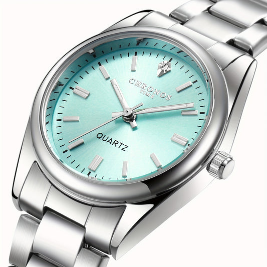 CHRONOS Women's Fashion Elegant and Gorgeous Watch Stainless Steel Strap Luminous Quartz Ladies' Business Casual Watch Popular Wristwatch for Daily Travel Wear Exquisite Ideal Type of Women's Watch