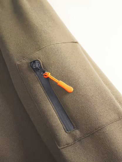 2 հատ տղամարդու միագույն երկարաթև սվիտեր և մարզաշապիկ գլխարկով, հարմար է գարնանային, աշնանային և ձմեռային սպորտաձևերի համար։