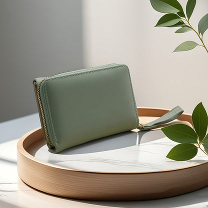 Fashion Rhombus Heart Pattern Tri-Fold Multi-Card Slot Zippered Compartment Multi-Functional Portable Mini Women's Wallet