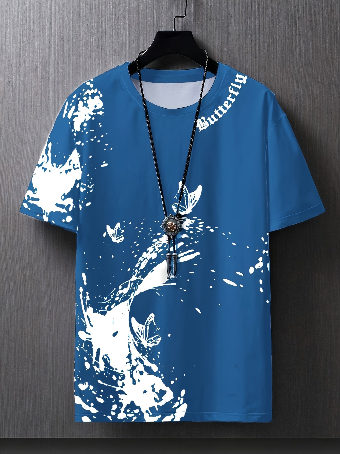 Տղամարդու հարթ ուսերով, թիթեռի նախշերով, կարճ թևքերով մարզաշապիկ XT7119