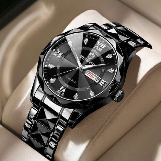 Men'S Casual Business Waterproof Date Quartz Watch with Luminous Hands and Dial - Stainless Steel Band, IP67 Rating, Date Display, Casual Business Watch | Minimalist Watch | Quartz Movement