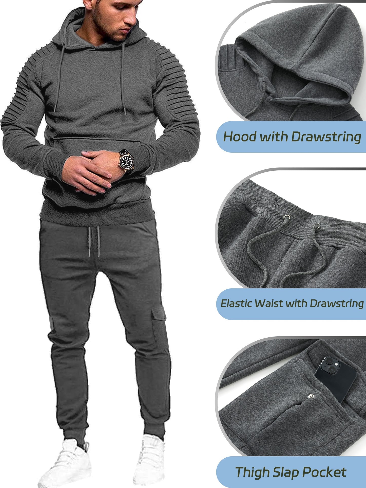 Տղամարդու մարզահագուստ, երկկտոր վերնաշապիկ, սպորտային համազգեստի հավաքածուներ, վազքի համար նախատեսված սպորտային կոստյումներ՝ լարով