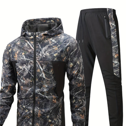 Տղամարդու կոստյում, առօրյա, նորաձև սպորտային հագուստ, երկար թևքով բաճկոն, գործված գլխարկով բաճկոն, սպորտային երկար տաբատ, տղամարդու գործված խոնավությունը կլանող երկար տաբատ, քրտինքը դիմացկուն