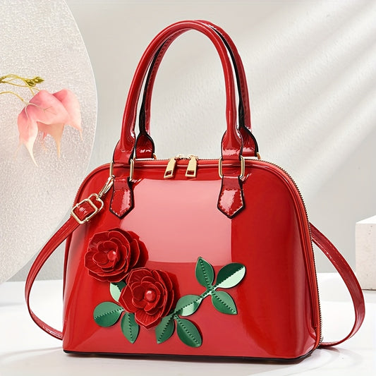 INCK KMCRK կանացի էլեգանտ սև պայուսակ՝ ոսկեգույն երանգի պարագաներով և ծաղկային զարդարանքներով - մեծ տարողունակությամբ, հանվող ուսի գոտիով, կայծակաճարմանդով փակվող, պոլիեսթերային աստառով - իդեալական է գարուն/ամառ, առօրյա և պաշտոնական առիթների համար,