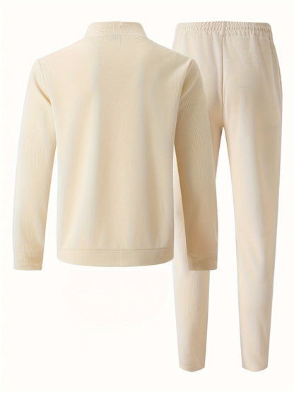 Բեյսբոլի օձիքով բաճկոնի և տաբատի հավաքածու՝ վաֆլի գործվածքից