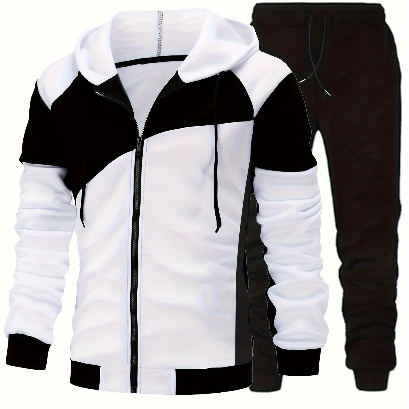 Տղամարդու աշնանային գունային համադրություններով, կայծակաճարմանդով վերնաշապիկ՝ կողային գրպաններով և միագույն երկար տաբատի լարով հավաքածու։