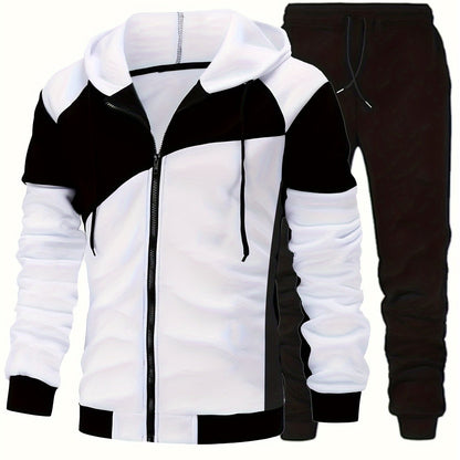 Տղամարդու աշնանային գունային համադրություններով, կայծակաճարմանդով վերնաշապիկ՝ կողային գրպաններով և միագույն երկար տաբատի լարով հավաքածու։