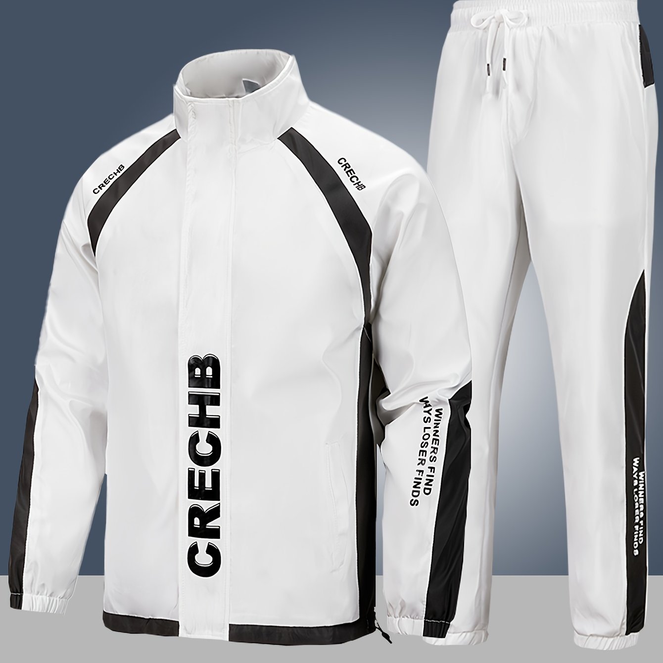 2025 թվականի նոր սպորտային հավաքածու տղամարդկանց համար՝ գարնանային և աշնանային, նորաձև, տպագիր բաճկոն, 100% պոլիեսթեր, փափուկ գործվածք, լվացքի մեքենայով լվացվող, սպորտային ազատ վազքի համազգեստի 2 հատանոց հավաքածու, դեռահասների համար