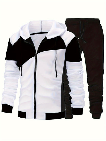 Տղամարդու աշնանային գունային համադրություններով, կայծակաճարմանդով վերնաշապիկ՝ կողային գրպաններով և միագույն երկար տաբատի լարով հավաքածու։