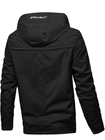 Men's Casual Hooded Jacket, Chic Zip Up Cargo Jacket For Spring Fall Outdoor Activities - ayq