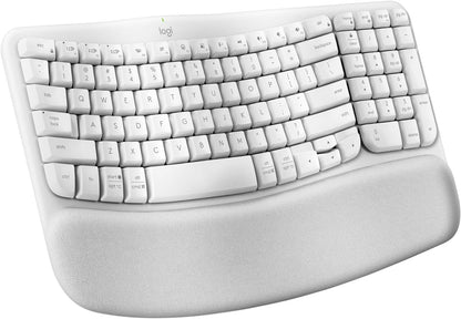 Logitech Wave Keys Wireless Ergonomic Keyboard with Cushioned Palm Rest, Comfortable Natural Typing, Easy-Switch, Bluetooth, Logi Bolt Receiver, for Multi-Os, Windows/Mac - Graphite