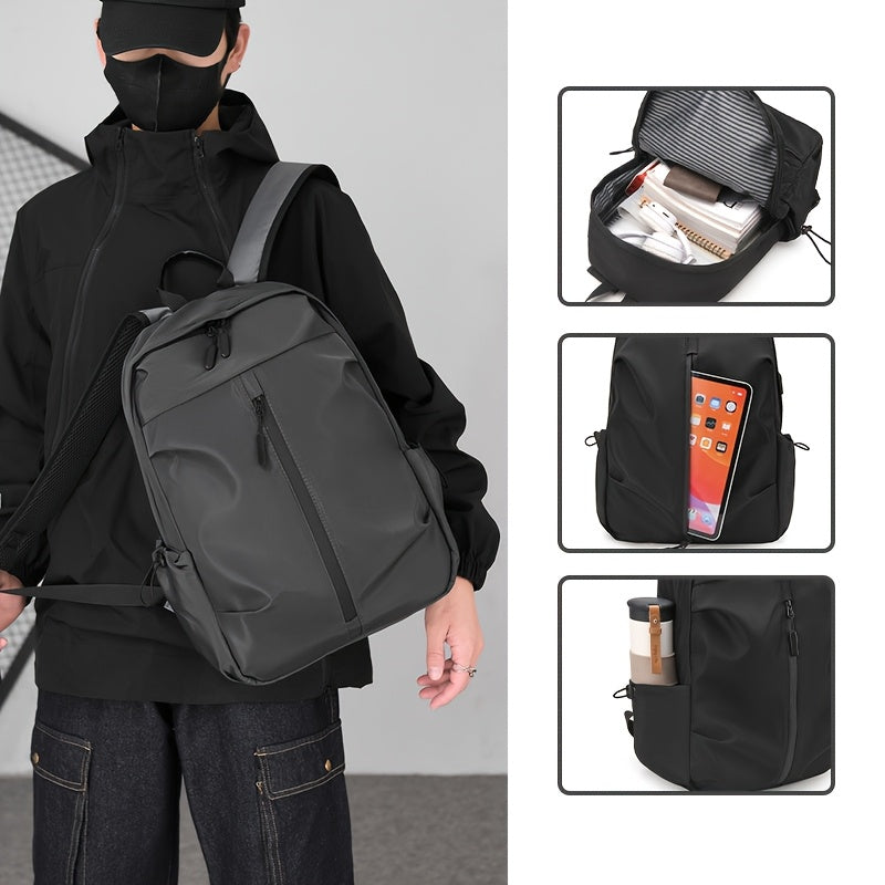 Men's Sporty Large Capacity Backpack - Durable High Quality Laptop Bag for Commuting, Travel & School, Black with Ergonomic Padded Shoulder Straps & Multiple Compartments, Travel Backpack