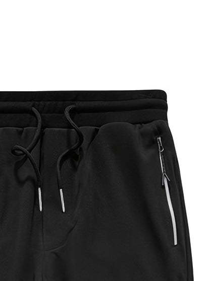 Տղամարդկանց ամենօրյա սպորտային հագուստի հավաքածու - բեժ գույնի ճարմանդով բաճկոն և մարզական տաբատ "DARE TO BE" տպագրությամբ, երկար թևերով, գրպաններով և քաշվող գոտիով, իդեալական է վազքի և հանգստի համար, գարուն/աշուն հավաքածու, գարուն-աշուն հագուստ | Zipup J