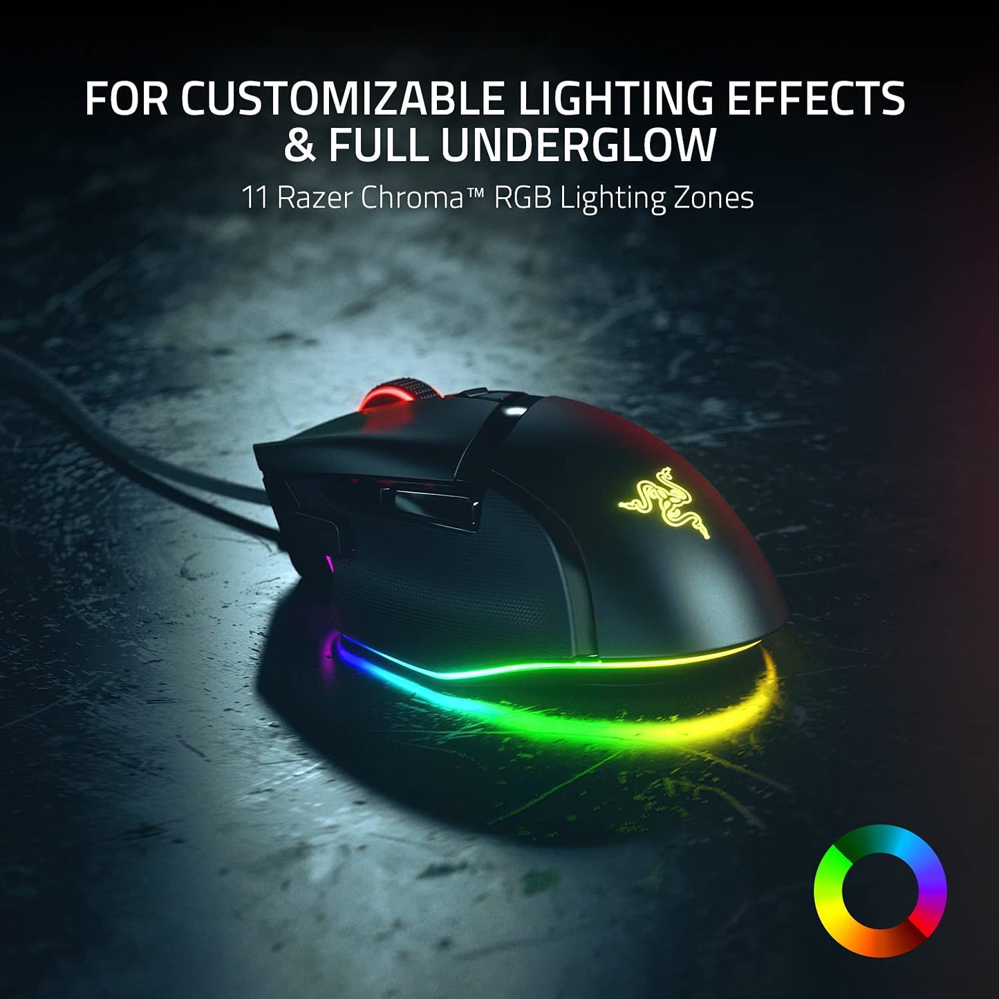 Razer Basilisk V3 Customizable Ergonomic Gaming Mouse: Fastest Gaming Mouse Switch - Chroma RGB Lighting - 26K DPI Optical Sensor - 11 Programmable Buttons - Hyperscroll Tilt Wheel - Classic Black