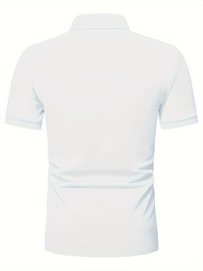 Տղամարդու առօրյա, ձգվող, միագույն, կայծակաճարմանդով և կոճղակապով գոլֆի վերնաշապիկ, ամառային, տղամարդու, փողոցային հագուստ