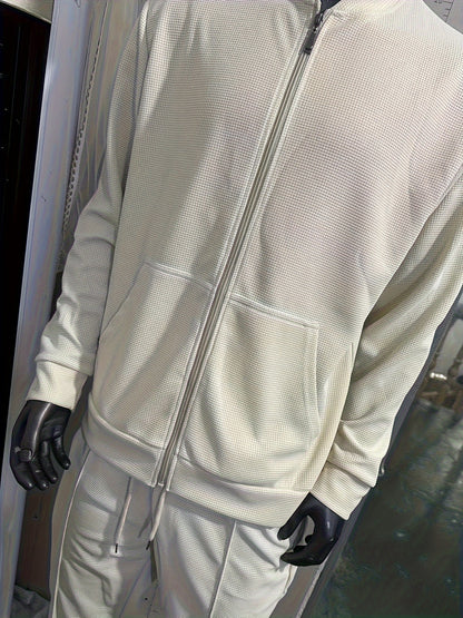 Բեյսբոլի օձիքով բաճկոնի և տաբատի հավաքածու՝ վաֆլի գործվածքից