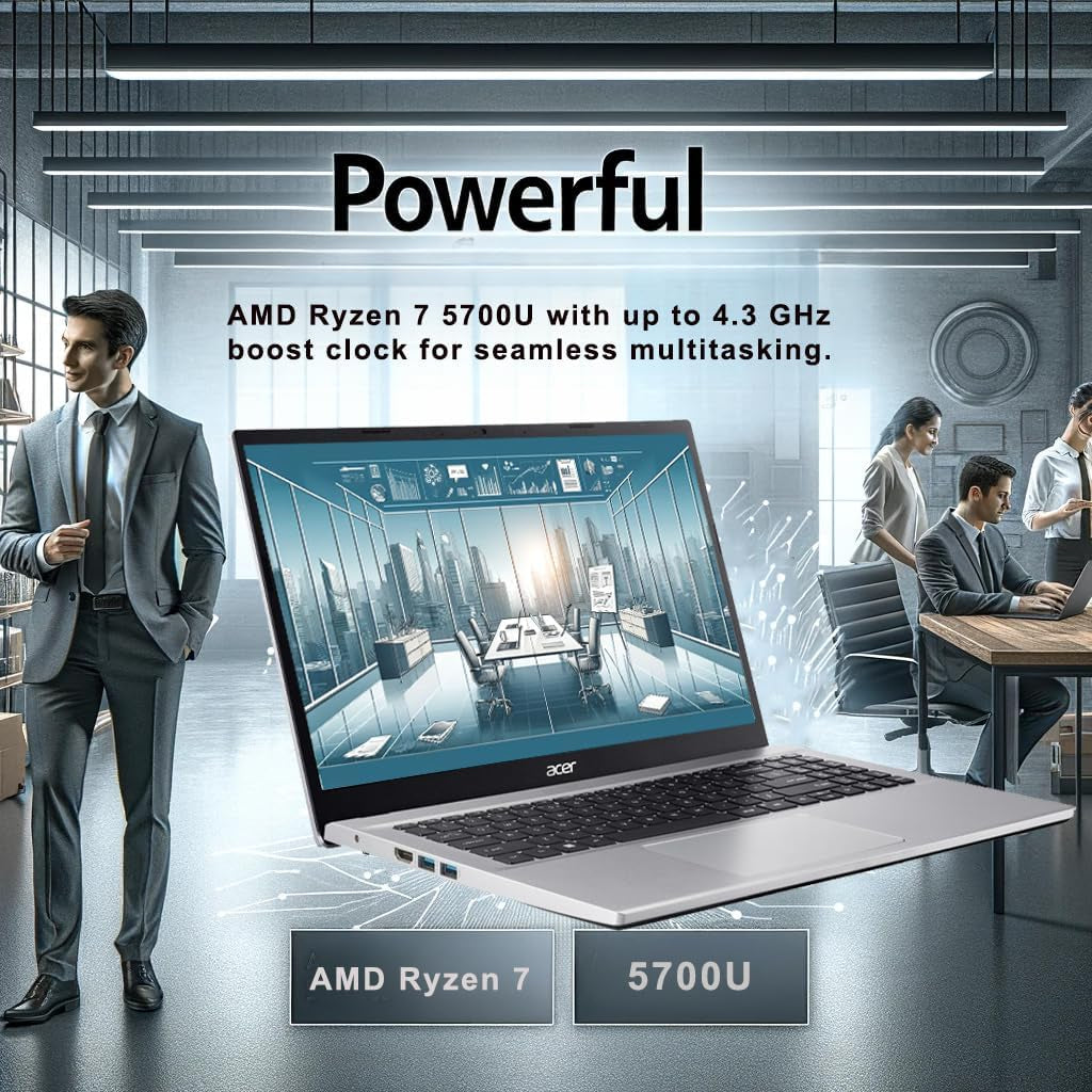 Acer Aspire Premium Laptop | AMD Ryzen 7 5700U (Beats I7-1250U) CPU | 32GB RAM | 1TB SSD | 15.6" FHD Display | Fast Wi-Fi 6 | Sleek Design | Ethernet Port | AI Noise Removal | Windows 11 | WOWPC