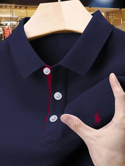 Տղամարդկանց պատահական գոլֆի պոլո վերնաշապիկ, երկրաչափական նախշ, թեթև ձգվող գործվածք, պոլիեսթեր 100%, սովորական, ամառային կարճ թեւ, շրջափակով օձիքով և կոճակի դետալներով, 210գ/մ² - Բուրգունդի