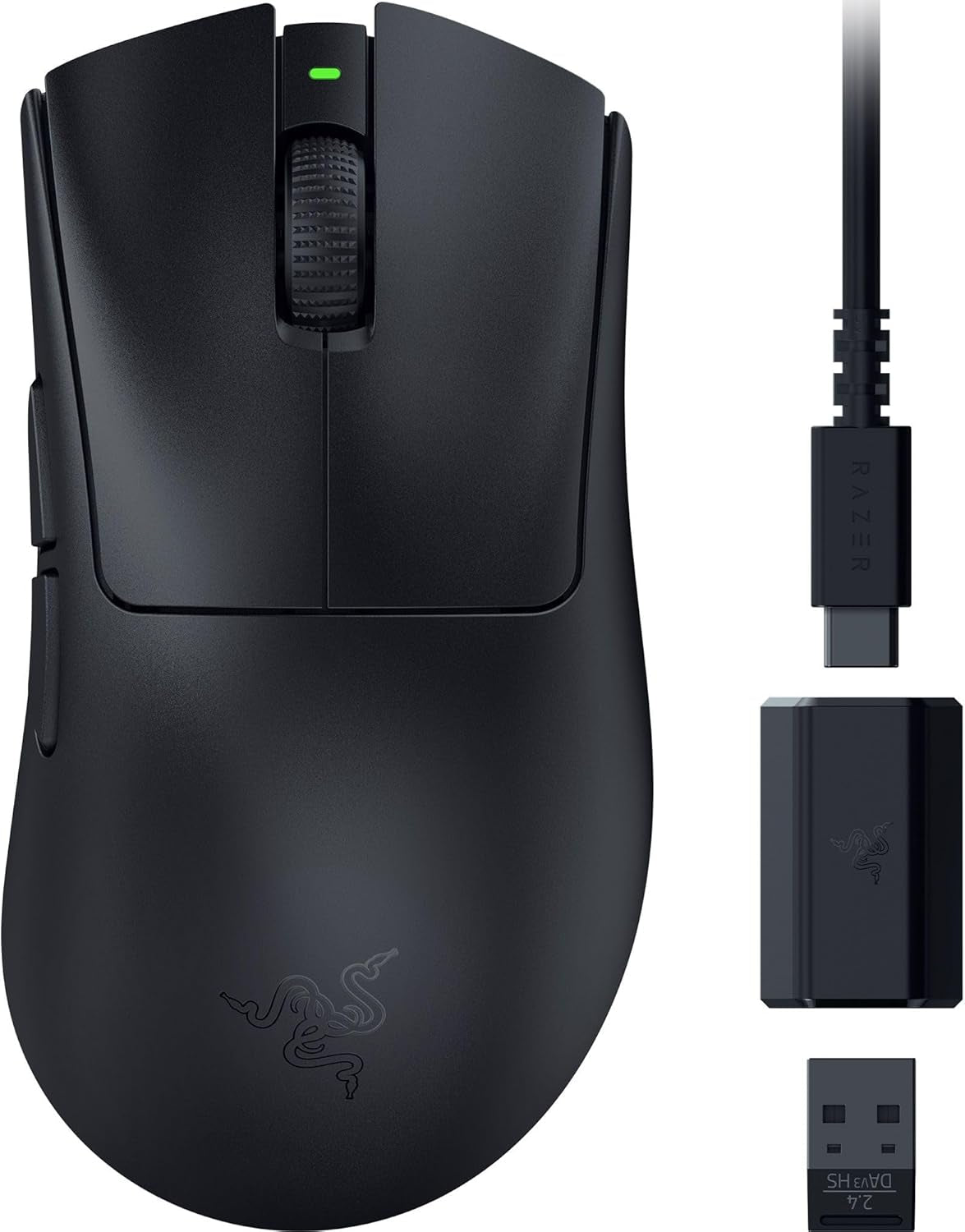 Razer Deathadder V3 Hyperspeed Wireless Gaming Mouse: 55G Lightweight - USB C Charging - up to 100 Hr Battery - Advanced 26K Optical Sensor - Gen-3 Optical Switches - 8 Programmable Controls - Black