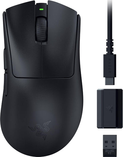 Razer Deathadder V3 Hyperspeed Wireless Gaming Mouse: 55G Lightweight - USB C Charging - up to 100 Hr Battery - Advanced 26K Optical Sensor - Gen-3 Optical Switches - 8 Programmable Controls - Black