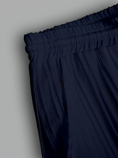 2-Piece Men's Summer Striped Polyester Suit, Short Sleeve Stand Collar Shirt and Drawstring Pants, Non-Stretch Fabric, Suitable for Casual Wear and Beach Vacation, Solid Color