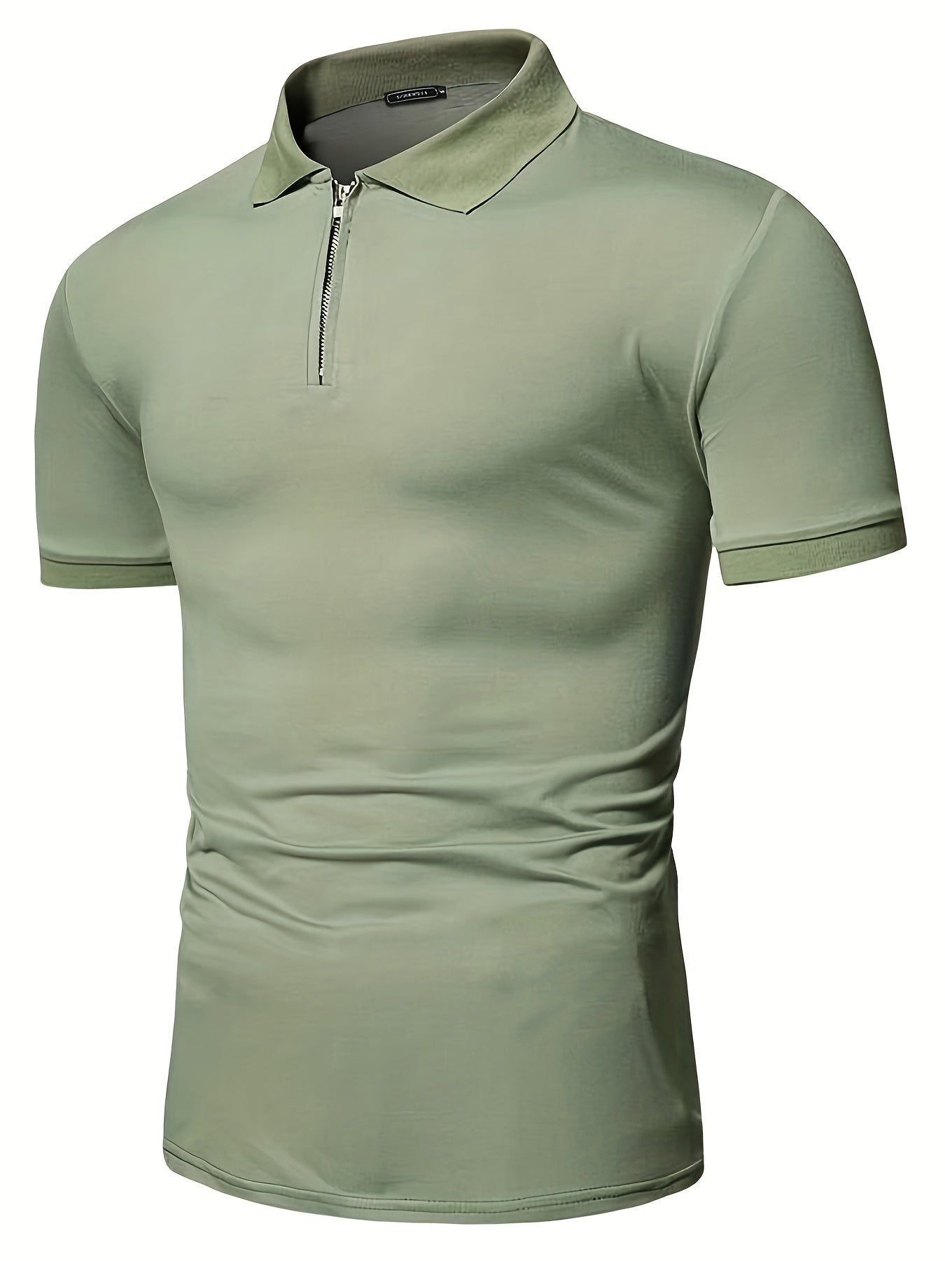 Տղամարդու առօրյա, ձգվող, միագույն, կայծակաճարմանդով և կոճղակապով գոլֆի վերնաշապիկ, ամառային, տղամարդու, փողոցային հագուստ