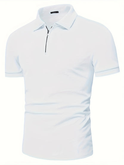 Տղամարդու առօրյա, ձգվող, միագույն, կայծակաճարմանդով և կոճղակապով գոլֆի վերնաշապիկ, ամառային, տղամարդու, փողոցային հագուստ