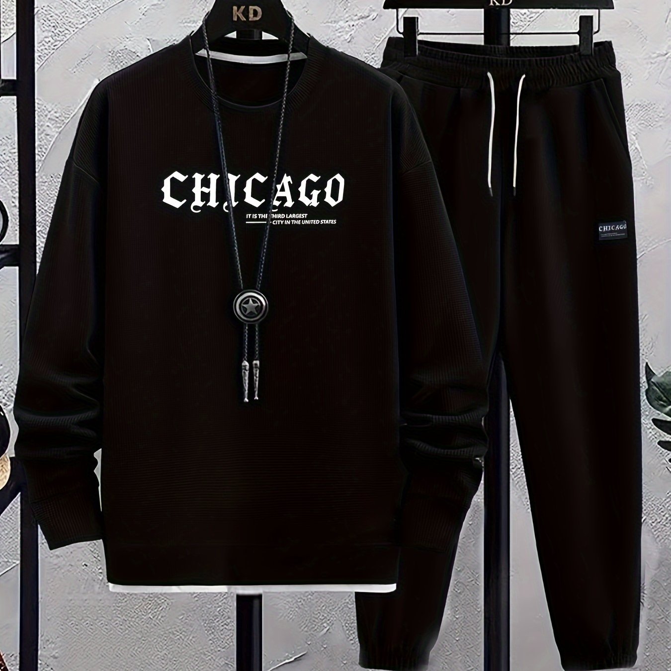 Տղամարդու առօրյա երկար թևքերով տպագիր կոստյումի հավաքածու