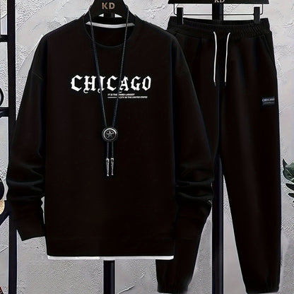 Տղամարդու առօրյա երկար թևքերով տպագիր կոստյումի հավաքածու