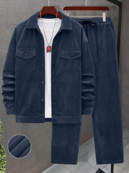 Տղամարդկանց 2 հատանոց հյուսված գործվածքից պատրաստված աշխատանքային պայուսակի, երկար թևքերով բաճկոնի և լարով ձգվող առօրյա, ազատ տաբատի հավաքածու