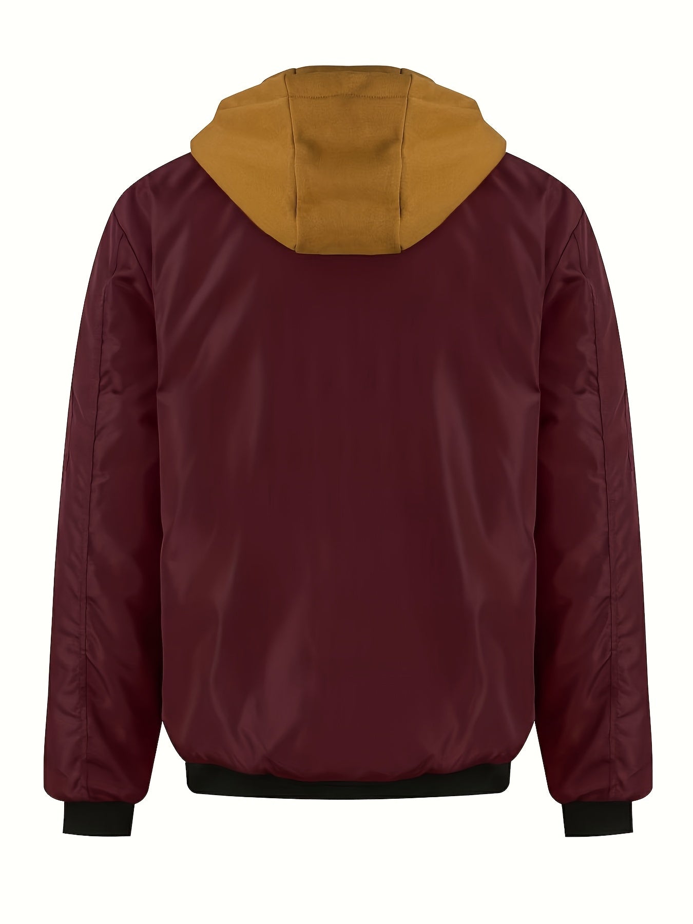 Men'S Warm Fleece-Lined Hooded Jacket with Plaid Details - Casual Winter Coat for Outdoor Activities, Zip-Up, Regular Fit, Polyester Lined, Functional Pockets, Windproof & Warm, Functional Winter Jacket | Stylish Men'S Jacket