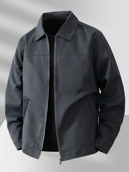 Men'S Lightweight Business Jacket - Zip-Up Formal Coat with Notch Lapel, Olive Green - Office, Wedding, Travel - Durable Polyester Jacket for Professional & Casual Attire - Spring/Fall Outerwear, Office Wear, Sleek Design, Hi