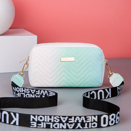 Fashion Gradient Quilted Crossbody Bag, Trendy PU Shoulder Bag, Women's Stylish Handbag & Purse - Ayq
