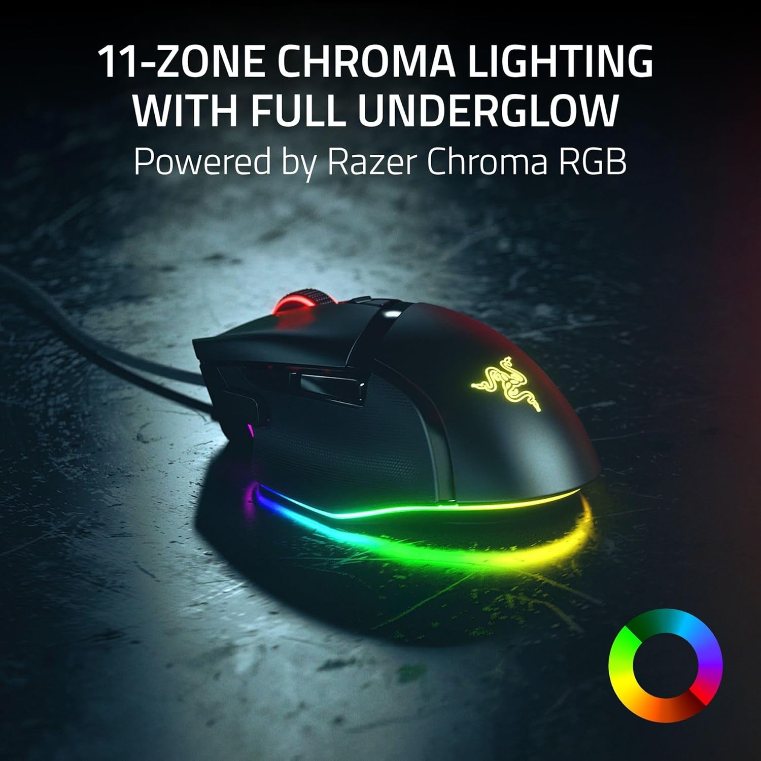 Razer Basilisk V3 35K Wired Ergonomic Gaming Mouse : Hyperscroll Tilt Wheel - 35K DPI Optical Sensor Gen 2-13 Customizable Controls - Chroma RGB - Optical Switches Gen 3 - Speedflex Cable