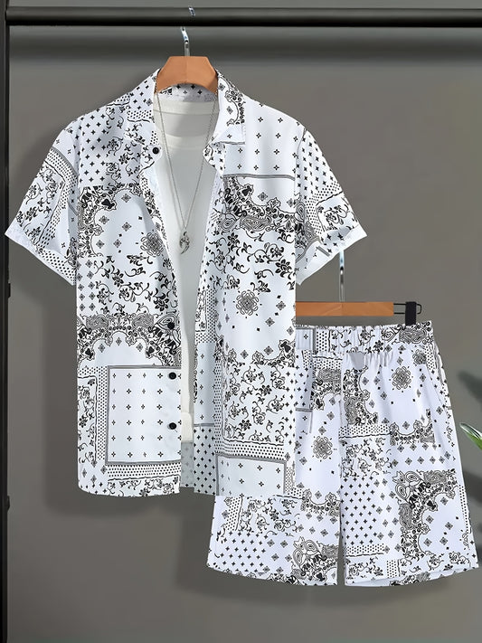 Տղամարդկանց առօրյա կոստյումների հավաքածու կարճաթև վերնաշապիկով և պրինտ շորտերով