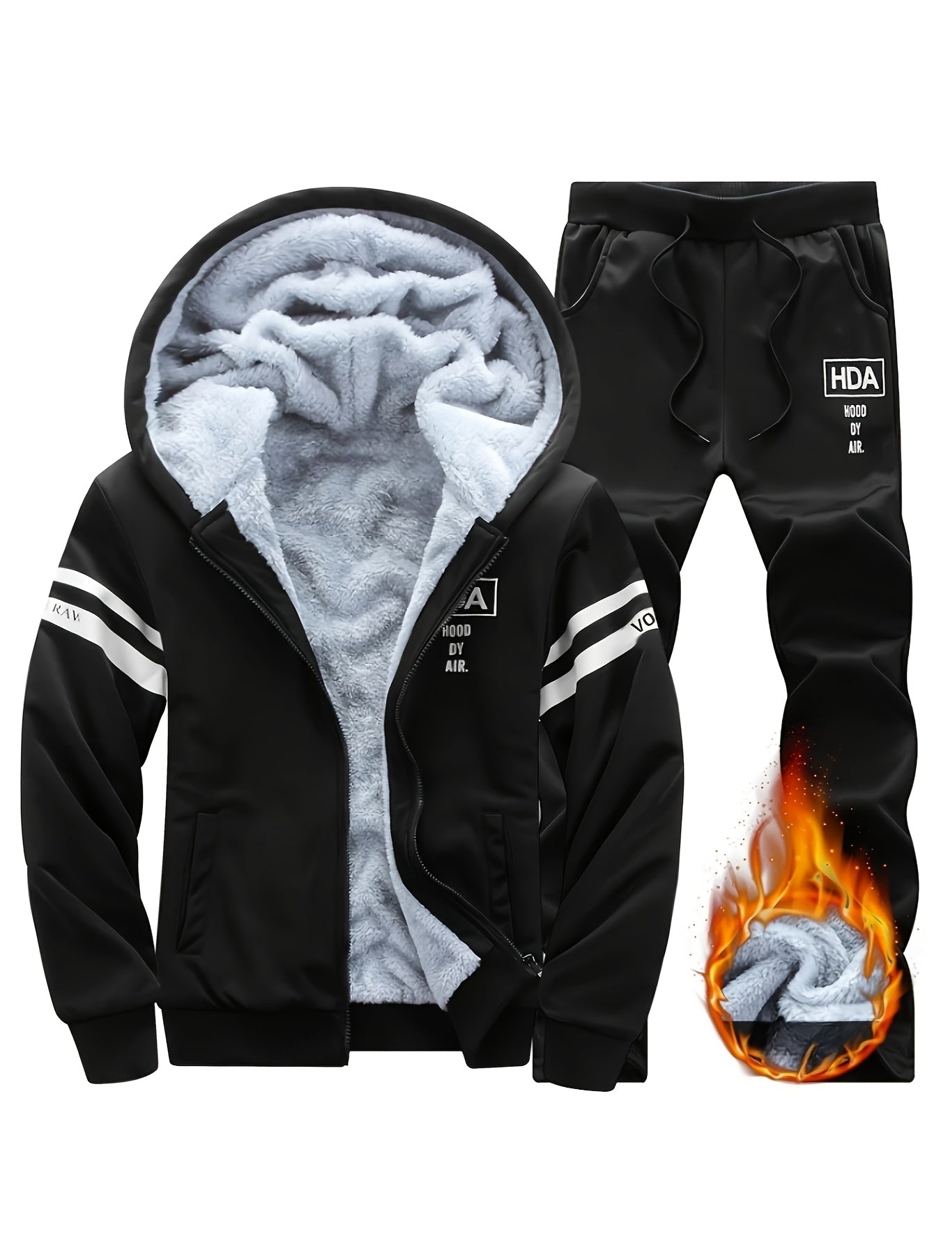 Աշնանային և ձմեռային տղամարդու սպորտային առօրյա կոստյում, տղամարդու թավշյա հաստ սպորտային կոստյում, գլխարկով բացվող մարզական կոստյում, տաք տնային կոստյում, երկու մասից բաղկացած հավաքածու