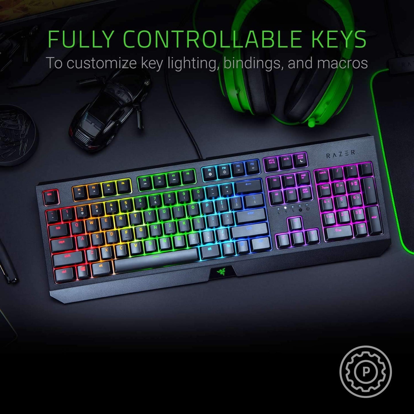 Razer Blackwidow Mechanical Gaming Keyboard: Green Mechanical Switches, Tactile & Clicky, Chroma RGB Lighting, Anti-Ghosting, Programmable Macro Functionality