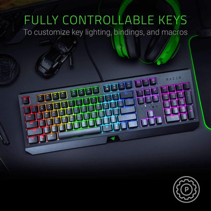 Razer Blackwidow Mechanical Gaming Keyboard: Green Mechanical Switches, Tactile & Clicky, Chroma RGB Lighting, Anti-Ghosting, Programmable Macro Functionality