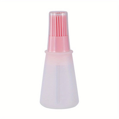 1pc Portable Silicone Oil Bottle With Brush Grill Oil Brushes Pastry Plastic Kitchen Oil Bottle Outdoor Baking BBQ Brush