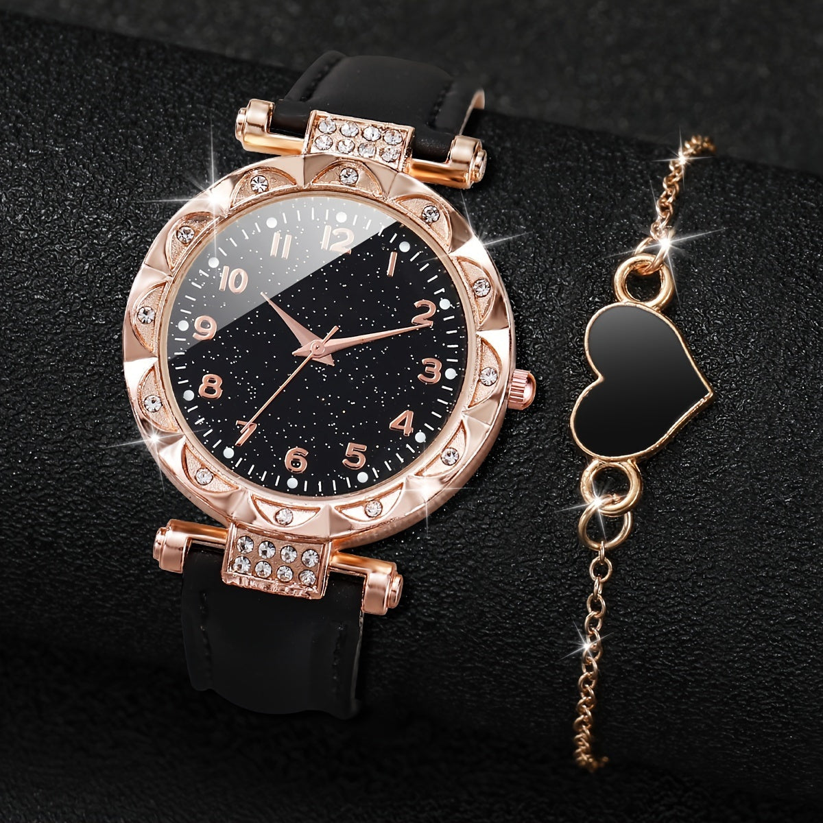 Women's Fashion Simple Digital Dial Quartz Watch + 2pcs/set Does Not Include Watch Box - Ayq