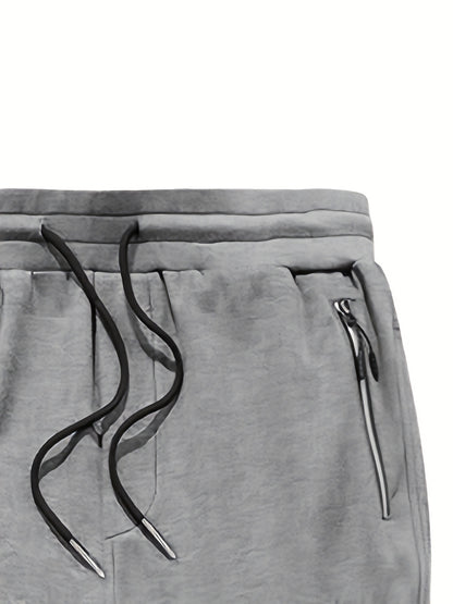 Տղամարդկանց ամենօրյա սպորտային հագուստի հավաքածու - բեժ գույնի ճարմանդով բաճկոն և մարզական տաբատ "DARE TO BE" տպագրությամբ, երկար թևերով, գրպաններով և քաշվող գոտիով, իդեալական է վազքի և հանգստի համար, գարուն/աշուն հավաքածու, գարուն-աշուն հագուստ | Zipup J