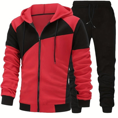 Տղամարդու աշնանային գունային համադրություններով, կայծակաճարմանդով վերնաշապիկ՝ կողային գրպաններով և միագույն երկար տաբատի լարով հավաքածու։