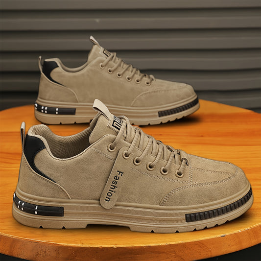 Men's Casual Comfortable Solid Color Sneakers, Wear-resistant Non-slip Skateboard Shoes For Spring And Autumn - Ayq