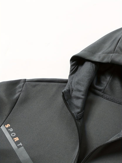 Տղամարդկանց առօրյա սպորտային հագուստի հավաքածու. Բարձրորակ գլխարկով սվիտեր և մարզաշապիկ վազքի, ֆիթնեսի և տնային հագուստի համար - Գարուն/աշուն երկկտոր հագուստ