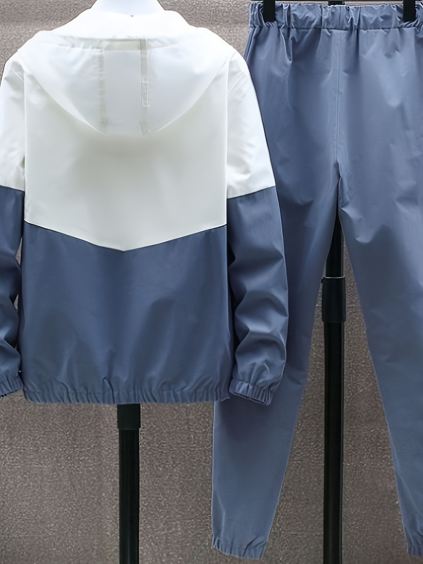 Տղամարդկանց գարուն-աշուն բացօթյա սպորտաձևերի մարզումների համար նախատեսված ամենօրյա գունային բլոկներով կարված վերնաշապիկով, կարգավորվող հավաքածու՝ տնային վերնաշապիկով և տաբատով, նորաձև քամուց պաշտպանող բաճկոնով, տաբատով, երկկտոր կոստյումով