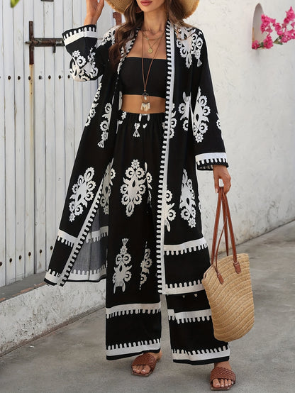 Կանացի ծաղկային նախշերով կիմոնո՝ 2 հատանոց հավաքածու