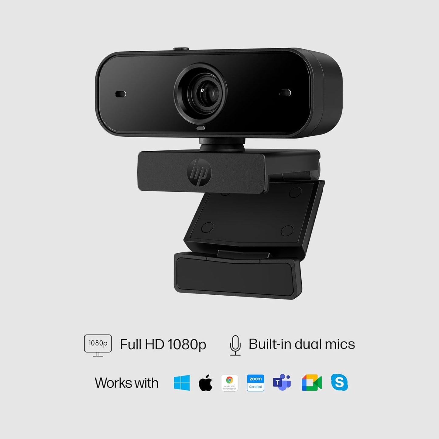HP 430 FHD Webcam - USB, Plug & Play External Camera with Dual Mics & Privacy Shutter for Desktop Computer, Laptop PC, & Chromebook - Compatible W/Zoom, Teams - Wide FOV, Pan, & Tilt - 77B11AA#ABA
