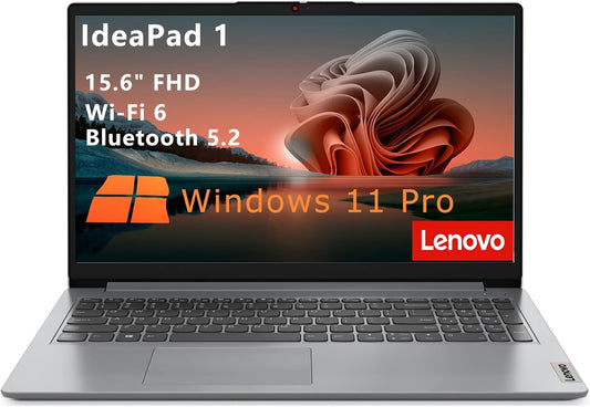 Lenovo Ideapad 1 Student Laptop Computer, 15.6" FHD Display, Intel Dual Core Processor, 32GB DDR4 RAM, 1TB Pcie SSD, Wifi 6, Bluetooth 5.2, Type-C, Cloud Grey, Windows 11 Pro, Tichang
