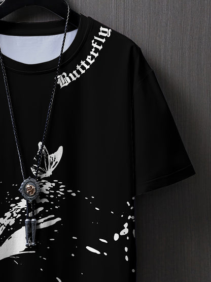 Տղամարդու հարթ ուսերով, թիթեռի նախշերով, կարճ թևքերով մարզաշապիկ XT7119